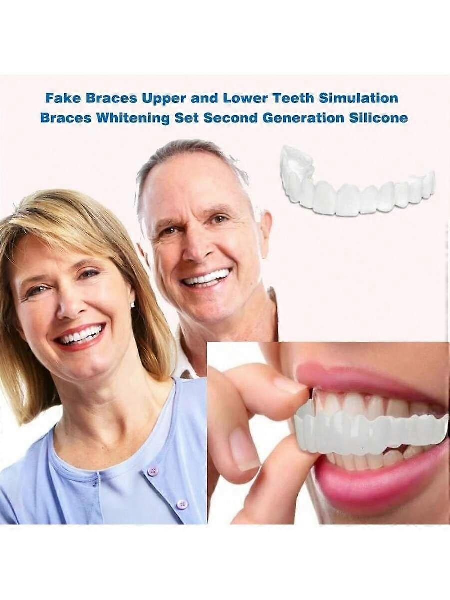 Adjustable Denture Teeth Set Perfect Fit Teeth Whitening Snap On Silicone Portable Denture Braces Decorate Gaps Smile Veneers