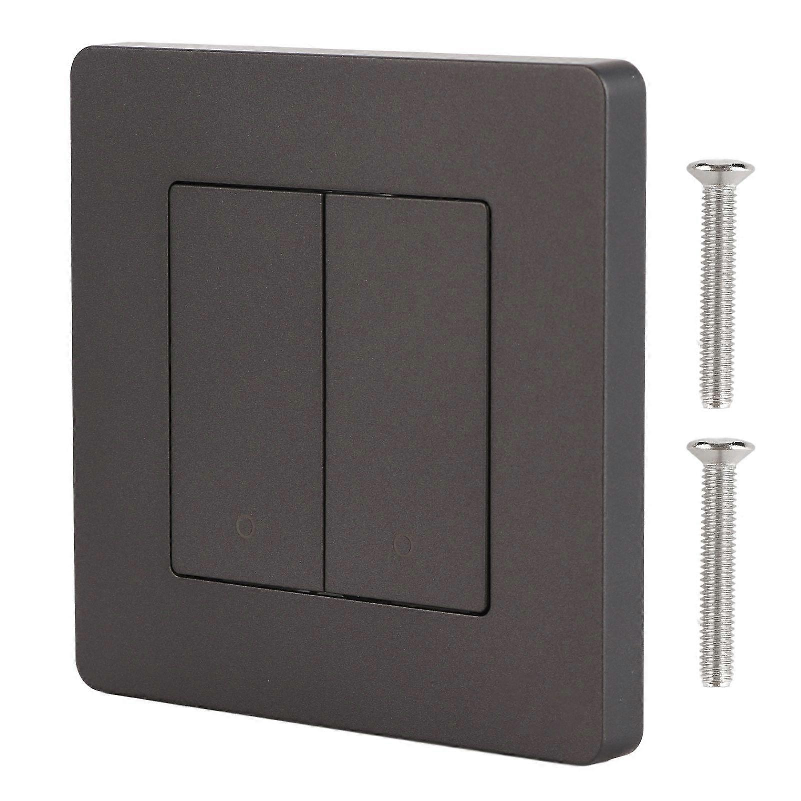 Smart Light Switch für Zigbee 2 Gang Timing Dimming Reverse Dual Control Smart Switch Panel AC100240V Grau