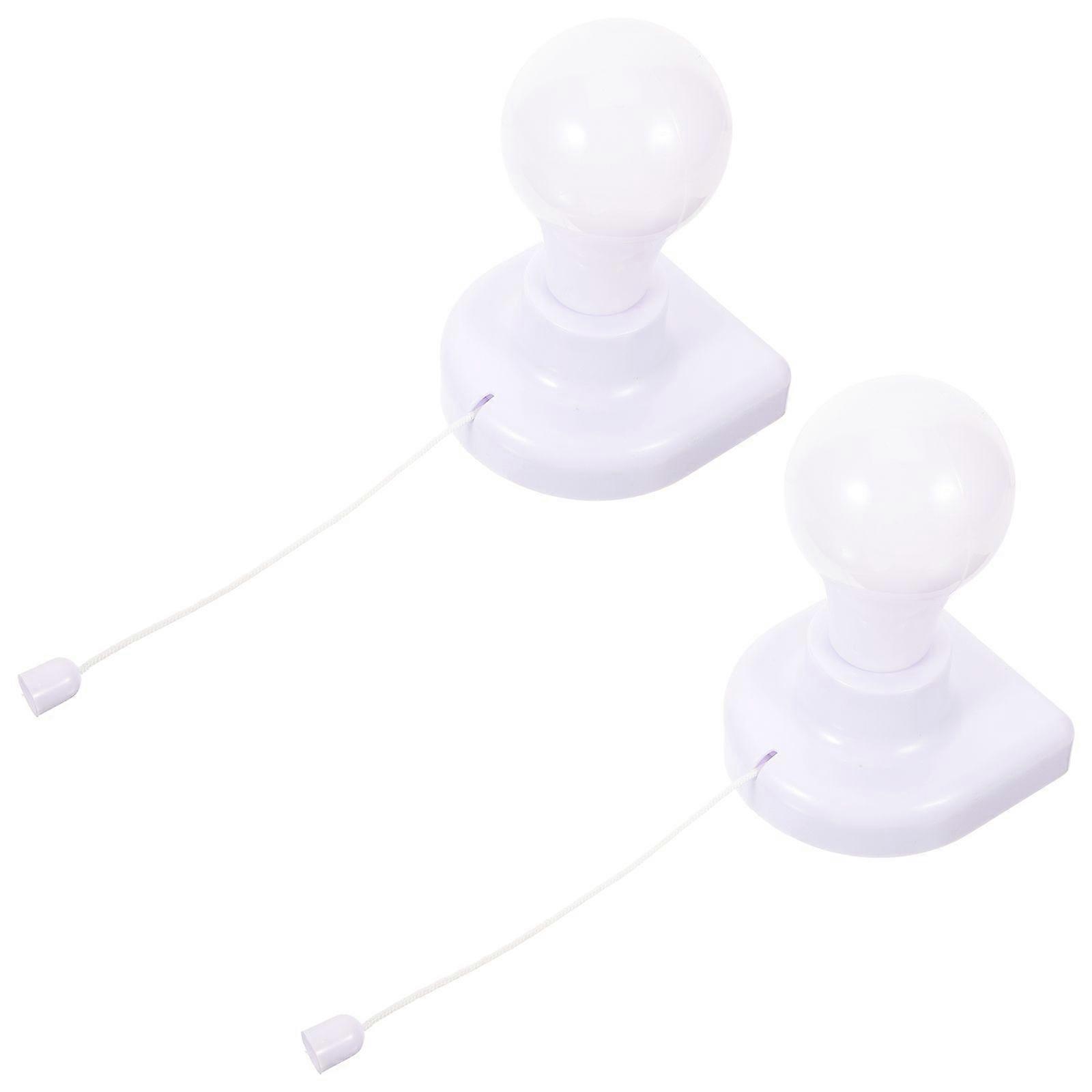 2pcs LED Light Night Light Wall Switch Pull Rope Small Night Light Multifunctional for Drawer Cabinet (White)