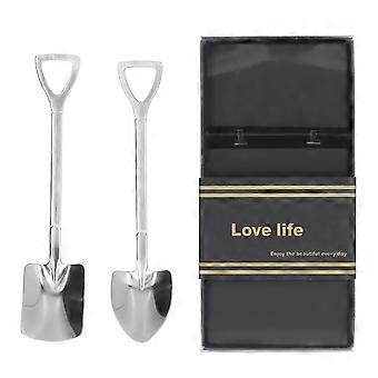 2stk skovlskeer rustfrit stål robust holdbar antikorrosion blank ergonomisk design udbredt dessert skeersølv