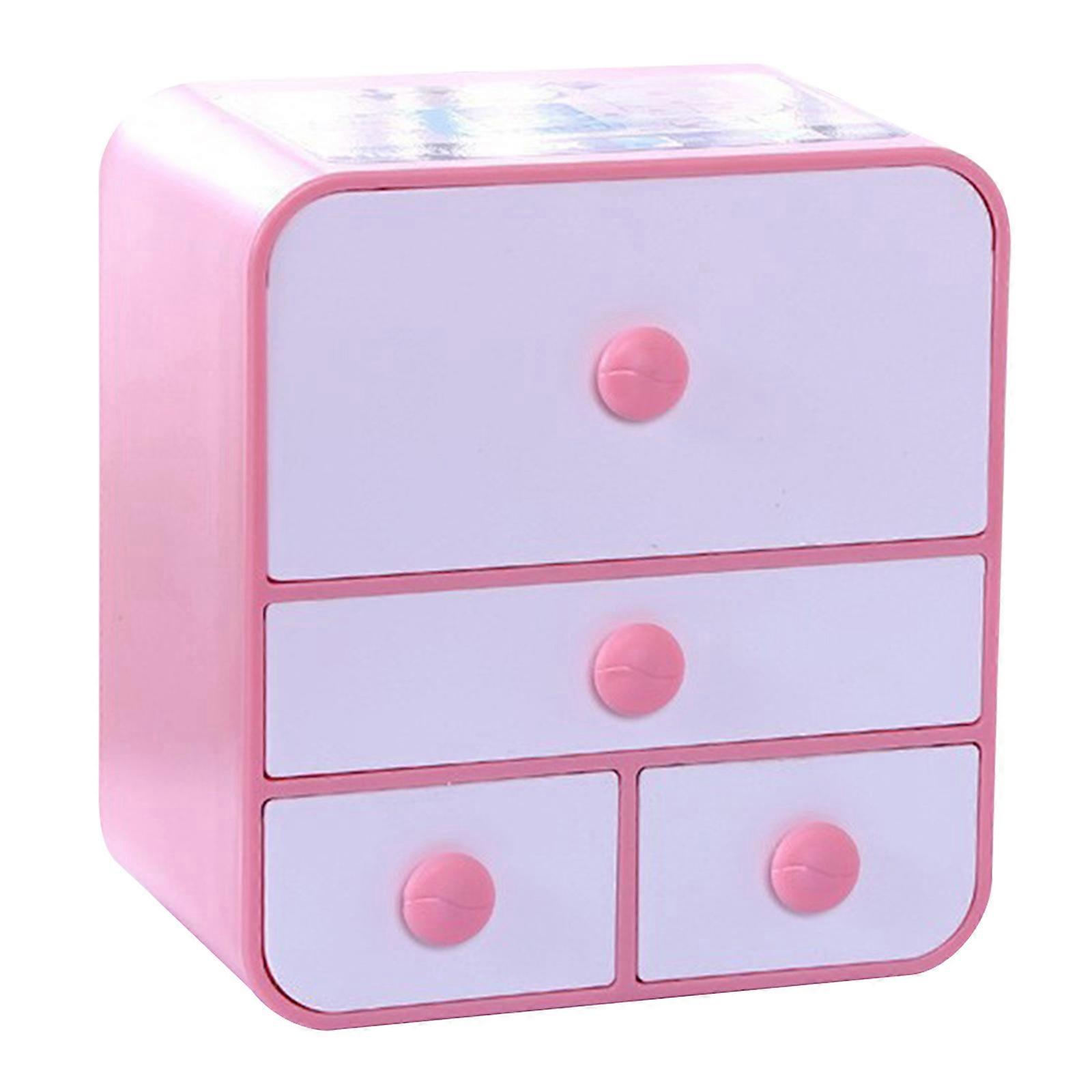Storage Organizer for Case Lightweight Desk Top Kids Utility Organizing Boxes Durable Large Capacity Paper Box Container  Three layers Pink