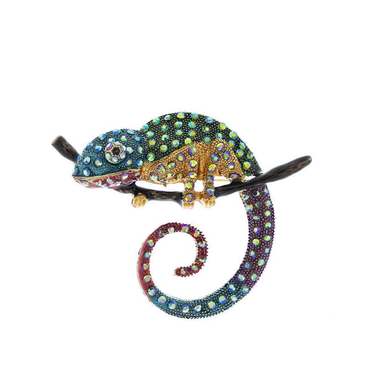 Colorful Crystal Chameleon Brooch Pin for Women - Handmade Jewelry, Multicolor Design, Fashion Accessory