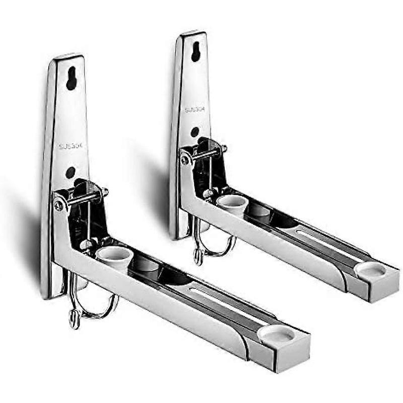 304 stainless steel microwave stand with telescopic arm and hook, maximum load capacity 40 kg, wall mount bracket includes mounting hardware, silver