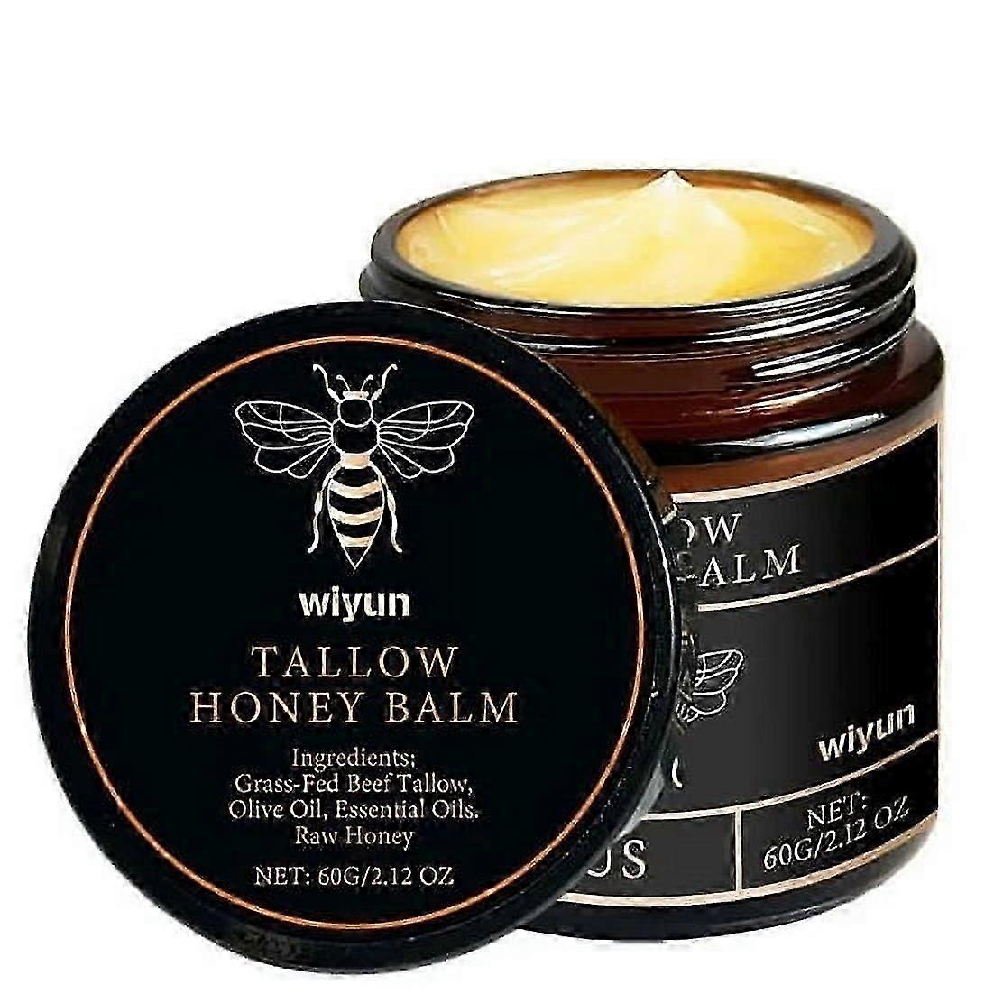 بلسم شحم لحم البقر الذي يتغذى على العشب مع العسل الخام