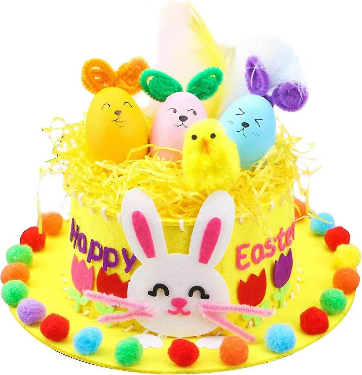 Easter Bonnet Kit, Easter Party Favors - DIY Easter Hat, DIY Easter Bonnet Set Easter Eggs Crafts - Make Your Own Easter Bonnet Hat for Easter Craft S