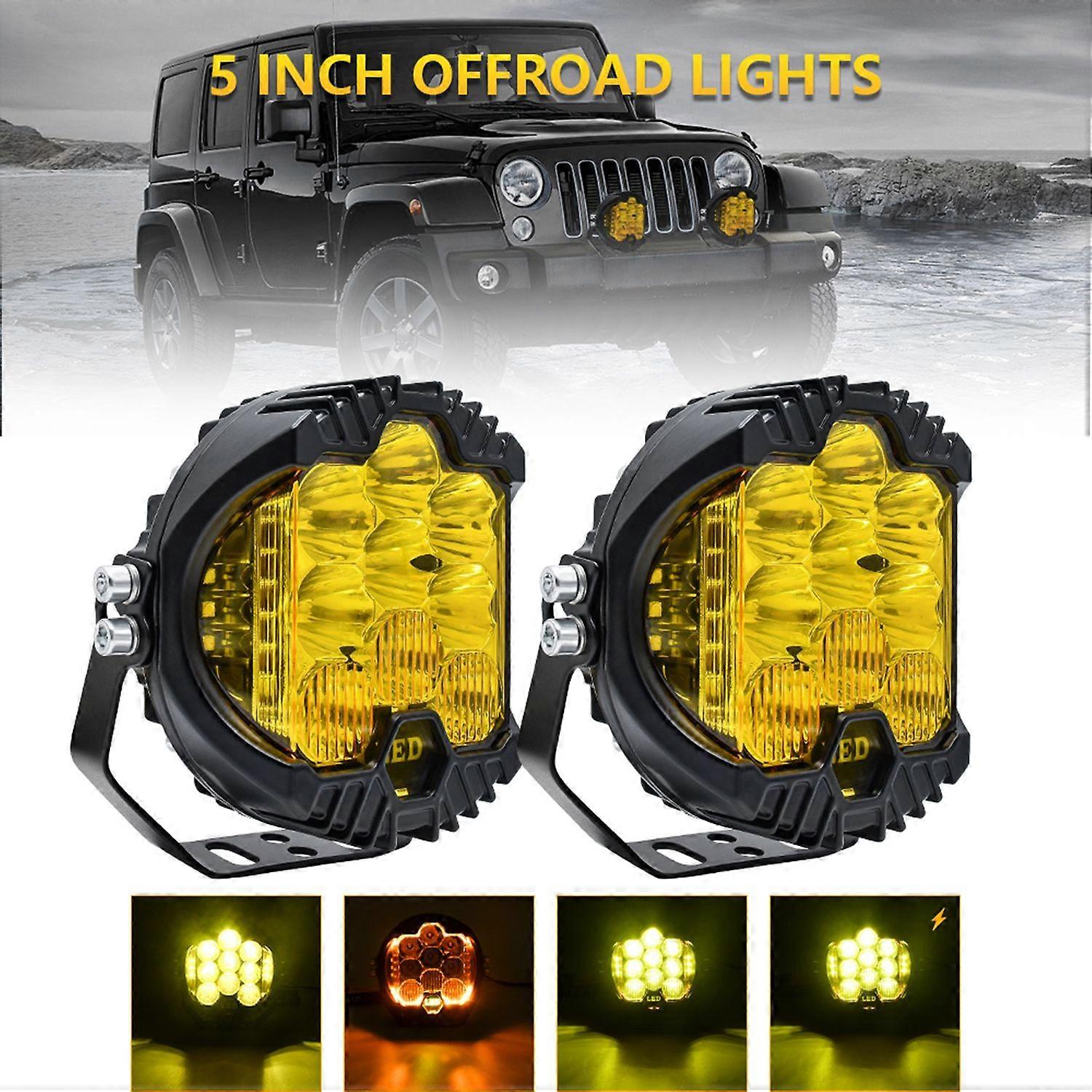 2Pcs 5inch LED Work Light Pods Spot Flood Combo Beam Fog Lamp Offroad Driving Light