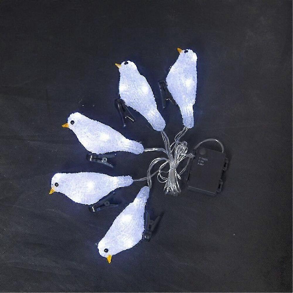 Décorations de Noël extérieures Oiseaux String Lights, led Acrylique 5 Oiseaux Lumières Avec Clip Imperméable à l’eau