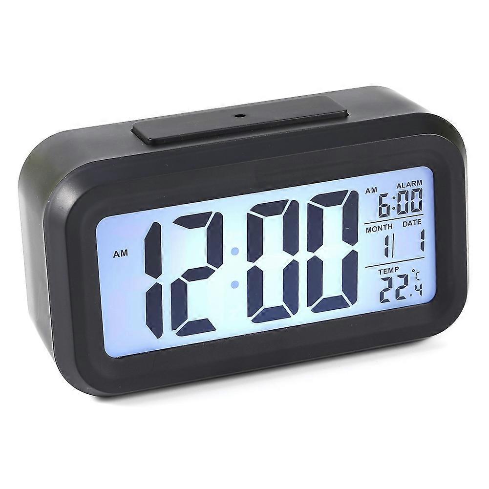 Backlight Digital Snooze Desk Alarm Clock with Temperature, Calendar Display, and Adjustable Brightness