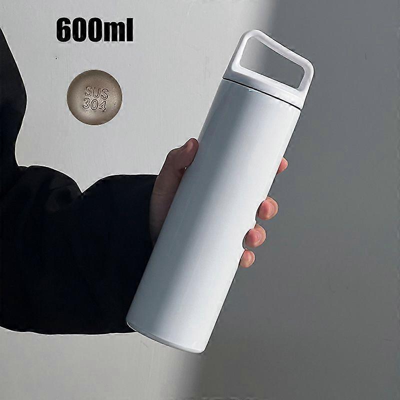Leak Proof Water Bottle 20oz,Insulated Double Walled Stainless Steel Thermos Bottles for Men,Women-White