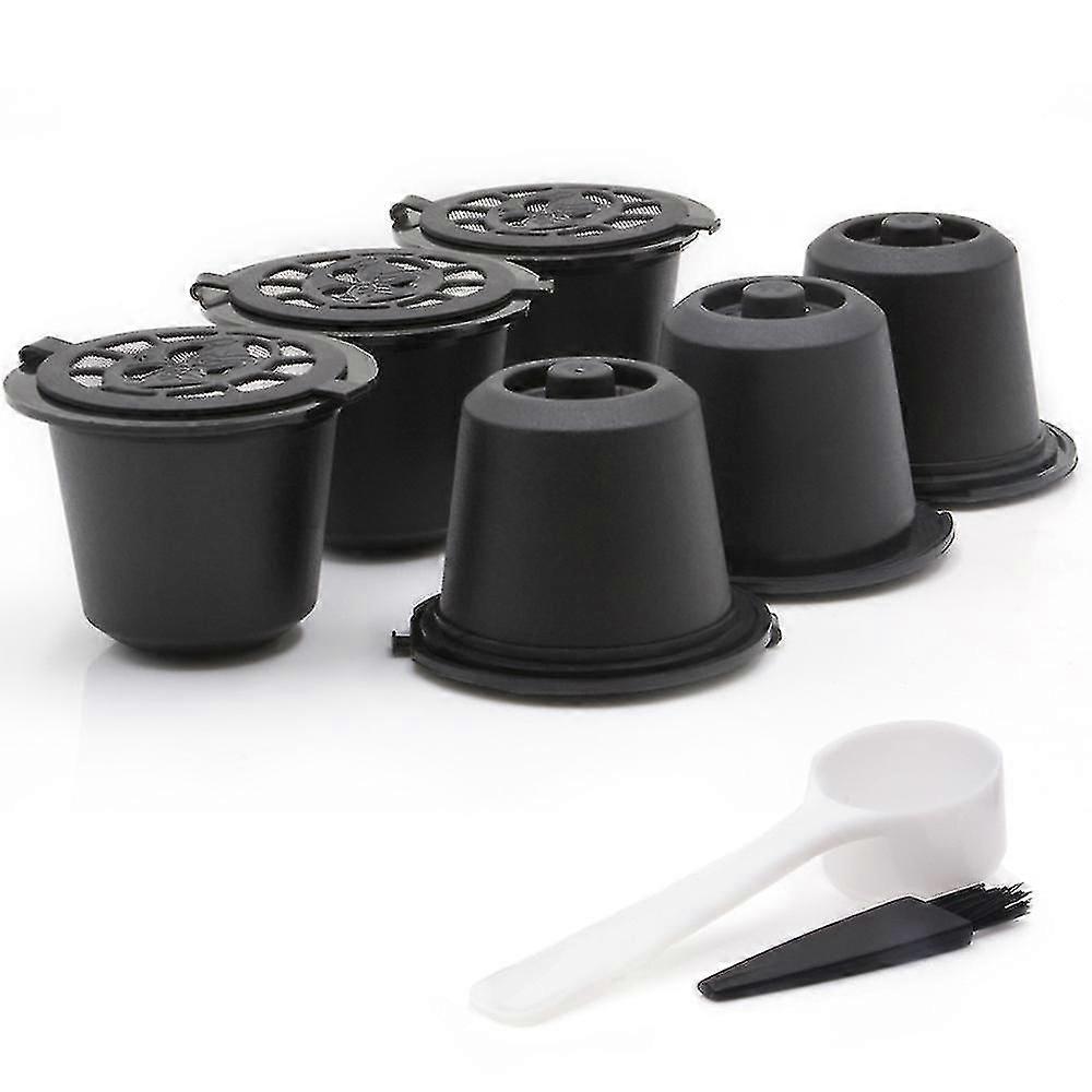 5 Pack Reusable Coffee Pods Refillable Coffee Capsules With Spoon And Brush