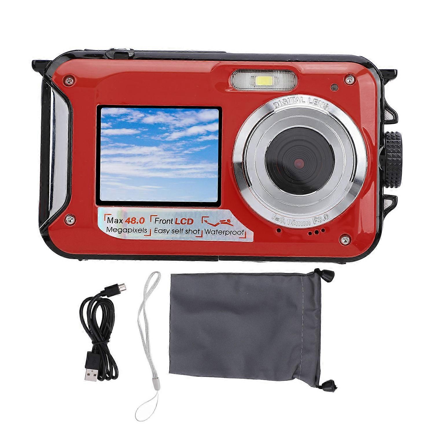 2.7K Underwater Camera with Dual Screens 48MP 16X Zoom 11FT Water Resistant Compact Digital Camera f