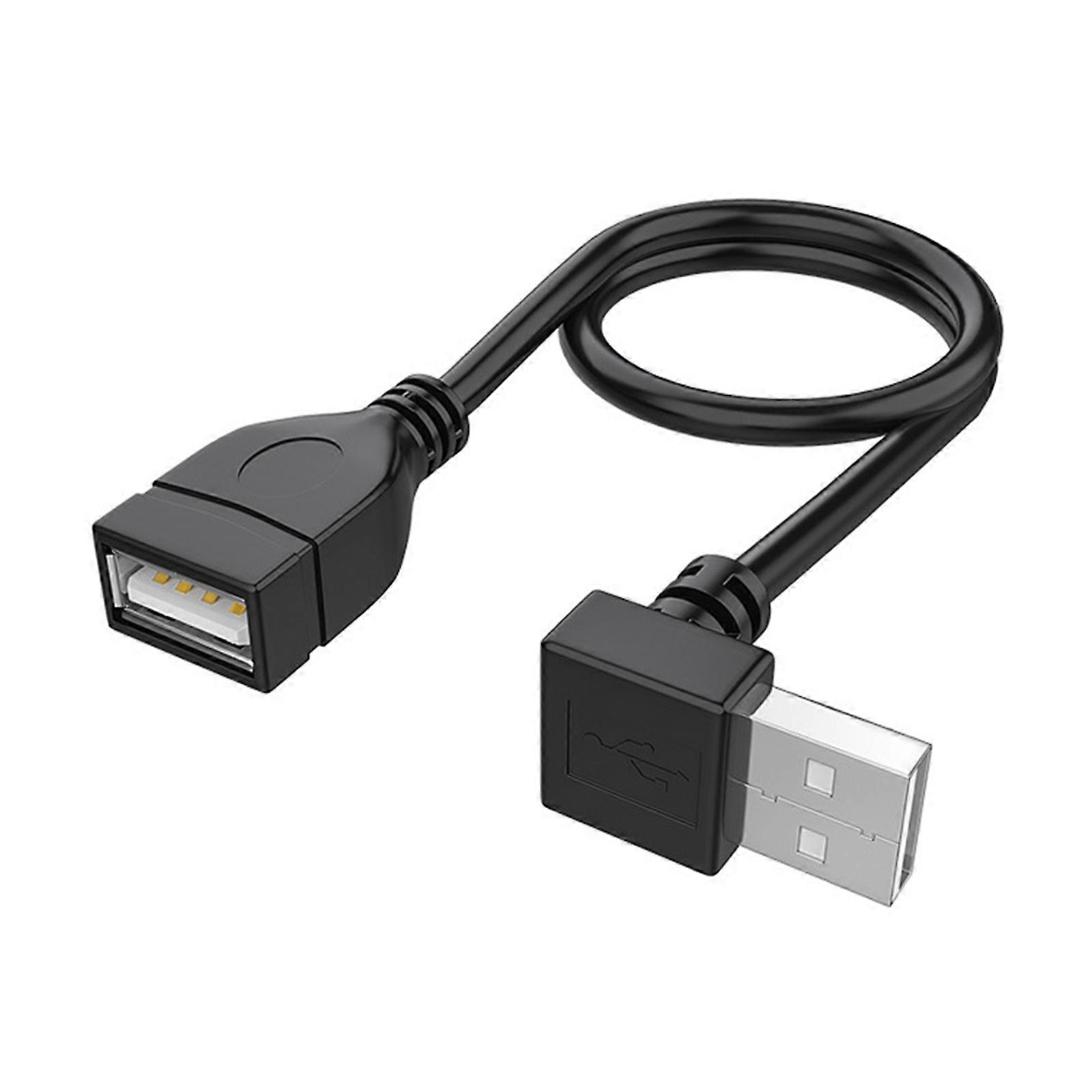 USB 2.0 Extension Cable 480Mbps 90 Degree Right/Left/Up/Down Angles Charging Cable Space Saving  Black