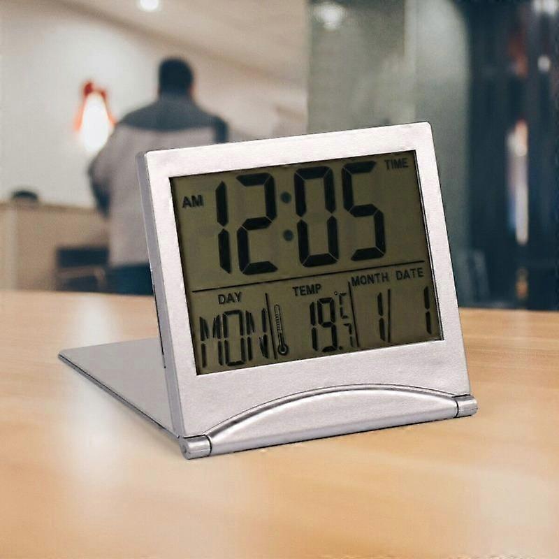 1Pc Digitaler Wecker Temperatur LCD Schreibtisch Platte Kalender Reise Schlummeruhr