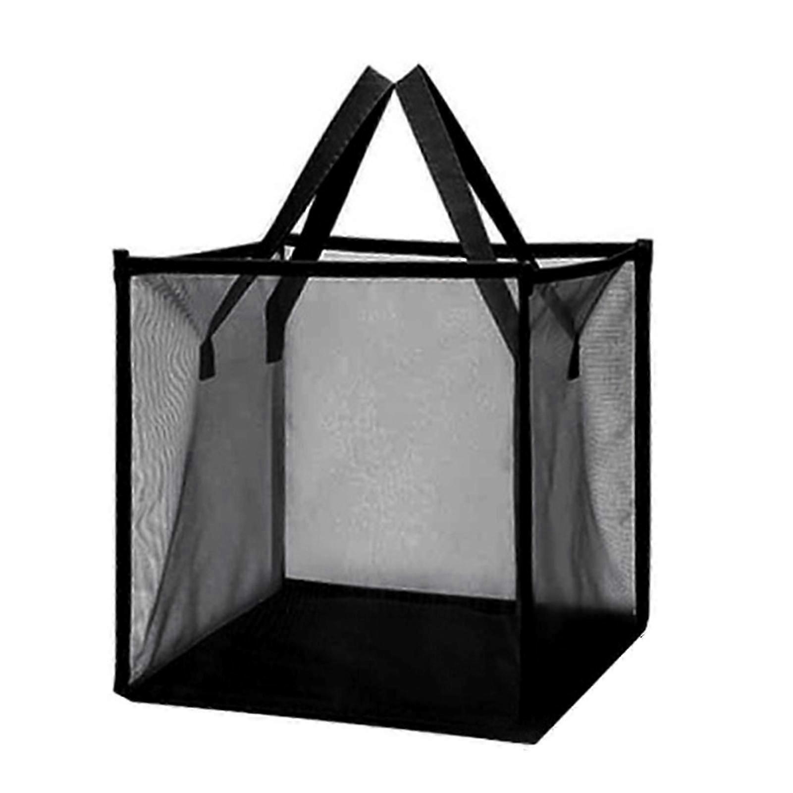 Laundry Basket Large Capacity Square Foldable Side Handles Fine Mesh Transparent Visible Dirty Clothes Sundries Toys Storage Bag Home Supplies KAESI