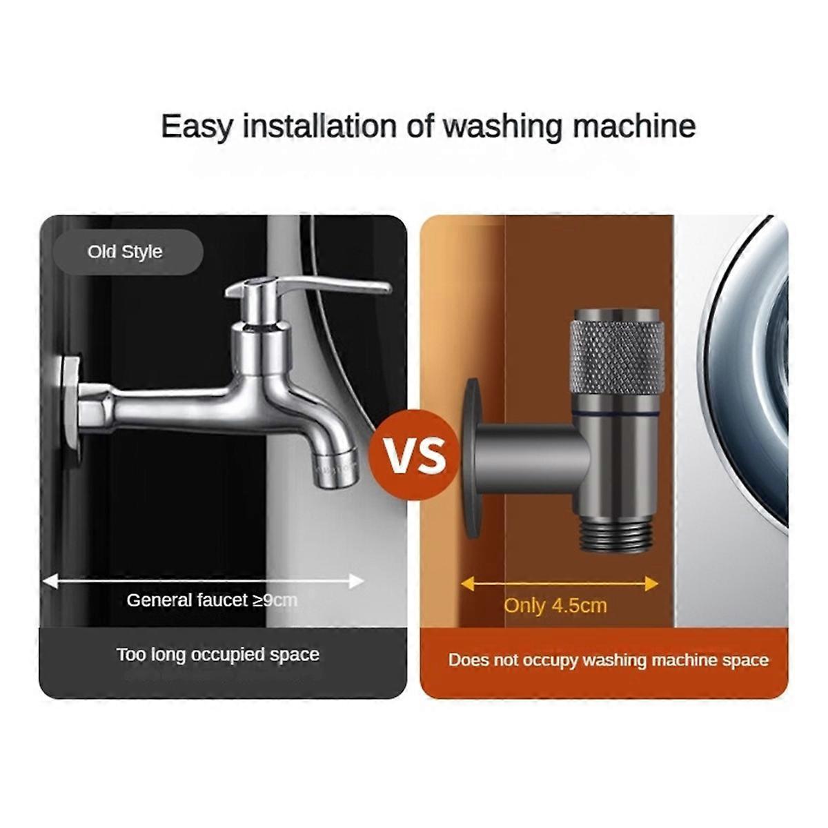One in Three Out Three Way Control Washing Machine Faucet silver