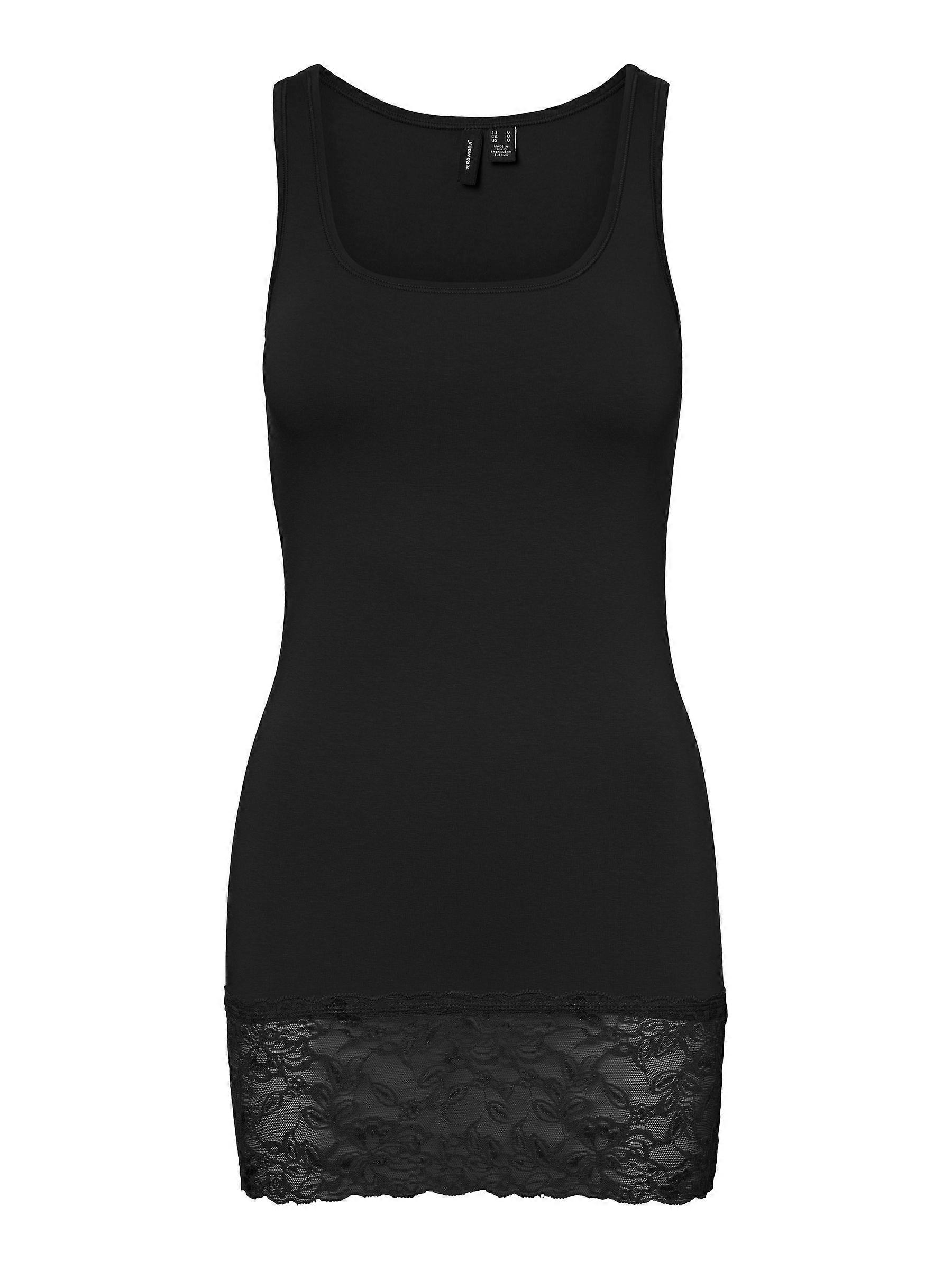 Vero Moda Canotta Donna con Orlo in Pizzo Scollo Rotondo