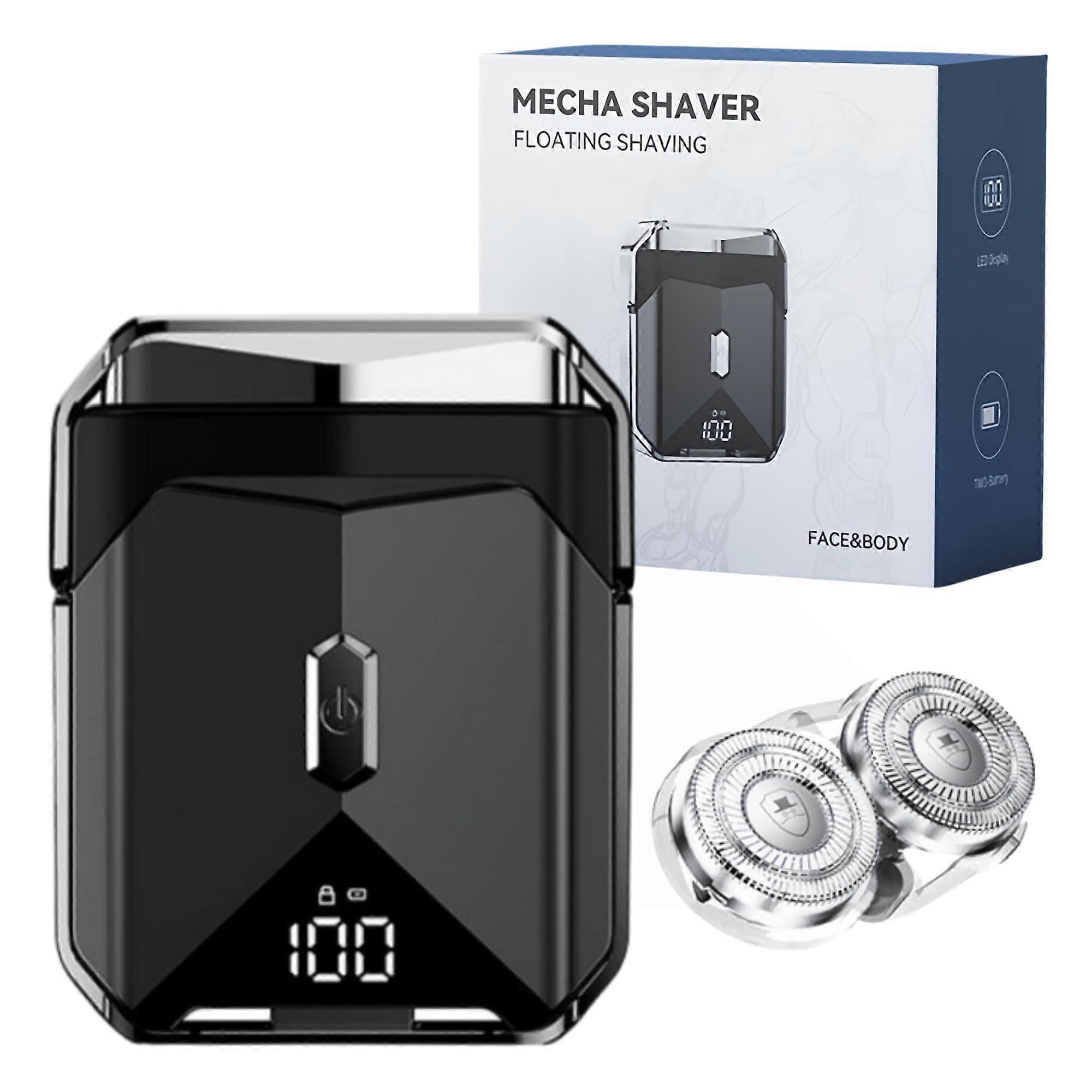 Extra Blade Electric Razor Mecha-Style Mini Shaver IPX7 Waterproof Wet And Dry LCD Display Rechargeable Cordless Travel