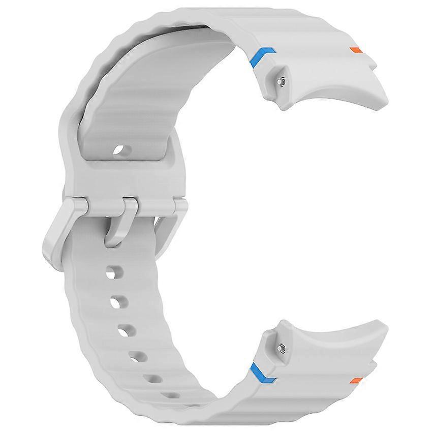 Watch Strap for Samsung Galaxy Watch 7 Silicone Watch Band Wave Pattern Line Colorful Buckle (Light Gray)
