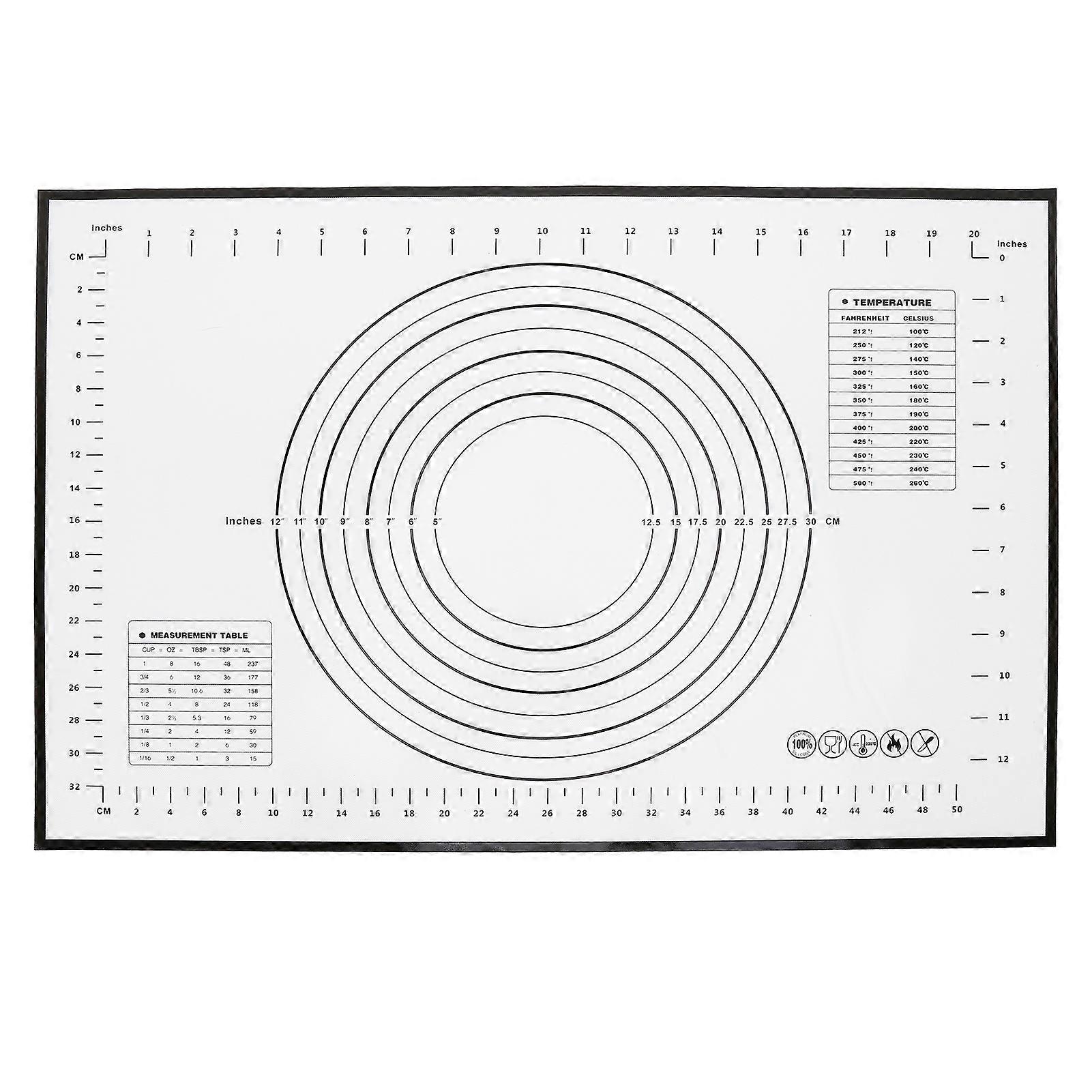 Baking Flour Mat Non Slip Food Grade Silicone Baking Mat with Scale for Rolling Dough