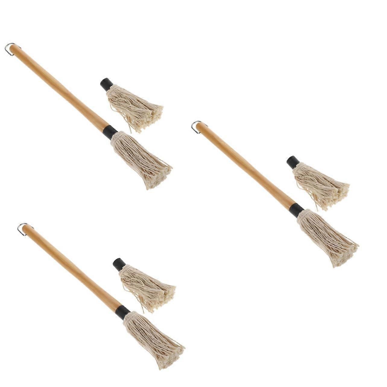 Replaceable Cotton Oil Brush Set for Grilling, Barbecue Sauce, Hot Sauce, Basting, and Cooking - 3 Cotton Yarn Brushes