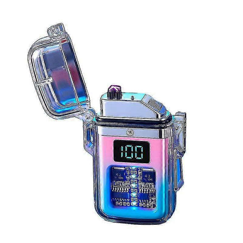 Electric Lighter Dual Arc Waterproof Rechargeable Lighter With Battery Indicator