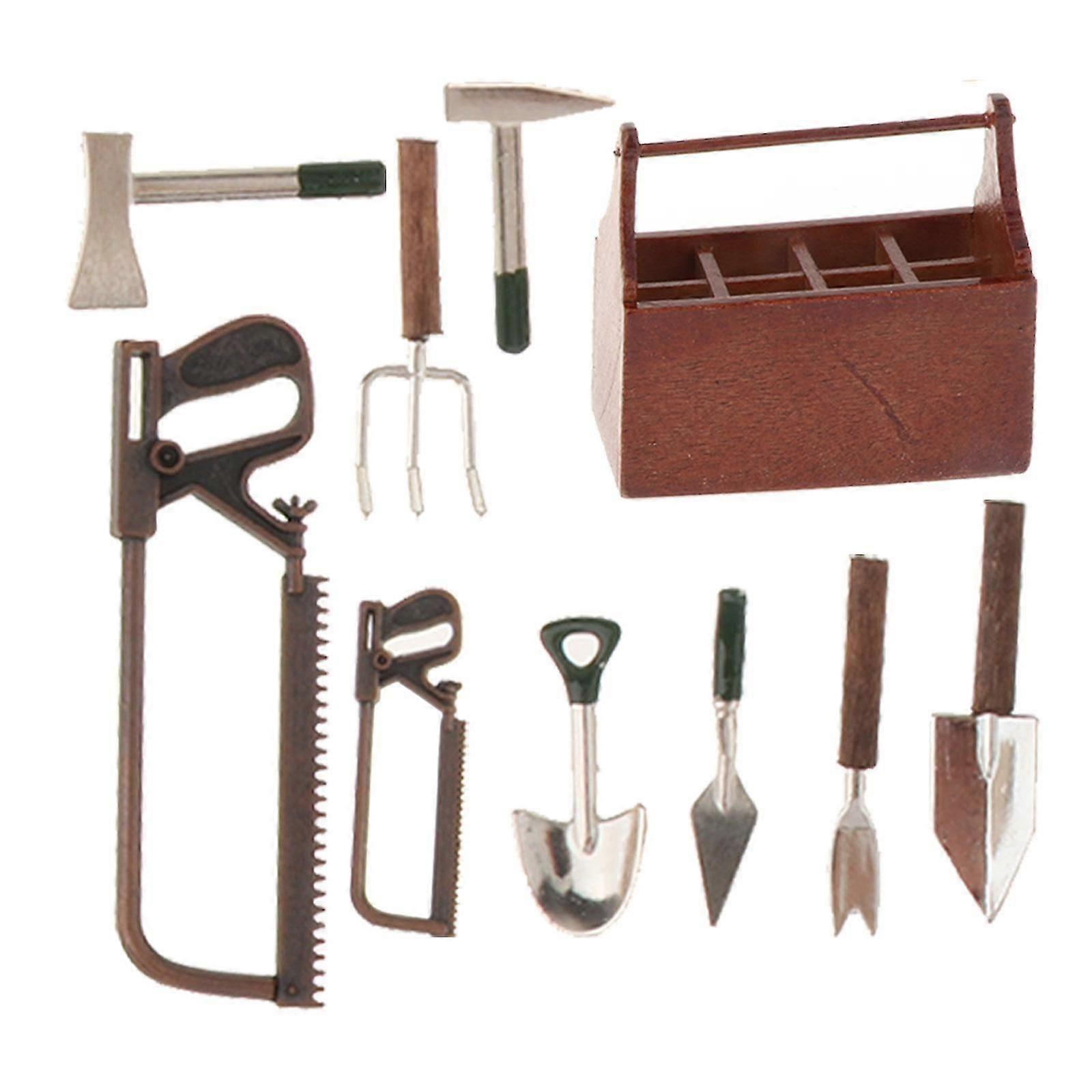 10Pcs 1:12 Simulation Gardening Tools Miniature Dollhouse Set Mini Tools Set