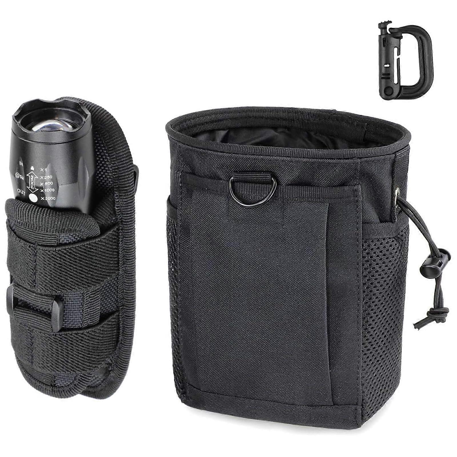 Tactical Flashlight Pouch Holster With Molle Dump Pouch Rotatable Flashlight Holder Belt Clip Case Mag Recovery Pouch