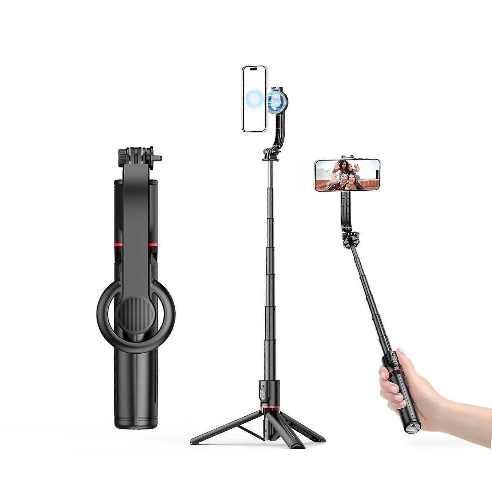 Magnetic Selfie Stick Phone Tripod, 41' Extendable Phone Tripod Stand with Remote, Mini Tripod for iPhone
