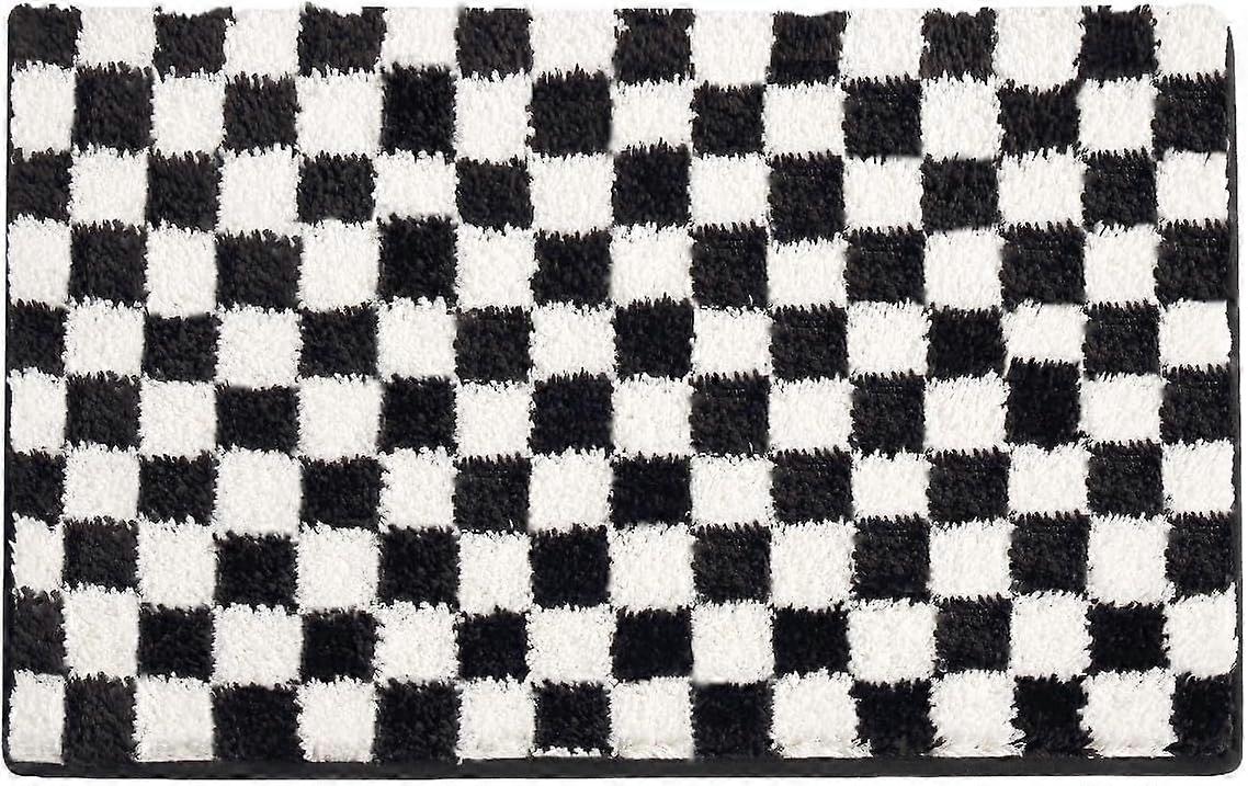 Badmattor Halkfri Badrumsmatta Svart Vit Mjuk Fluffig Mikrofiber Golvmatta Vattenabsorberande Tvättbar Badkar Duschmattor 40x60cm