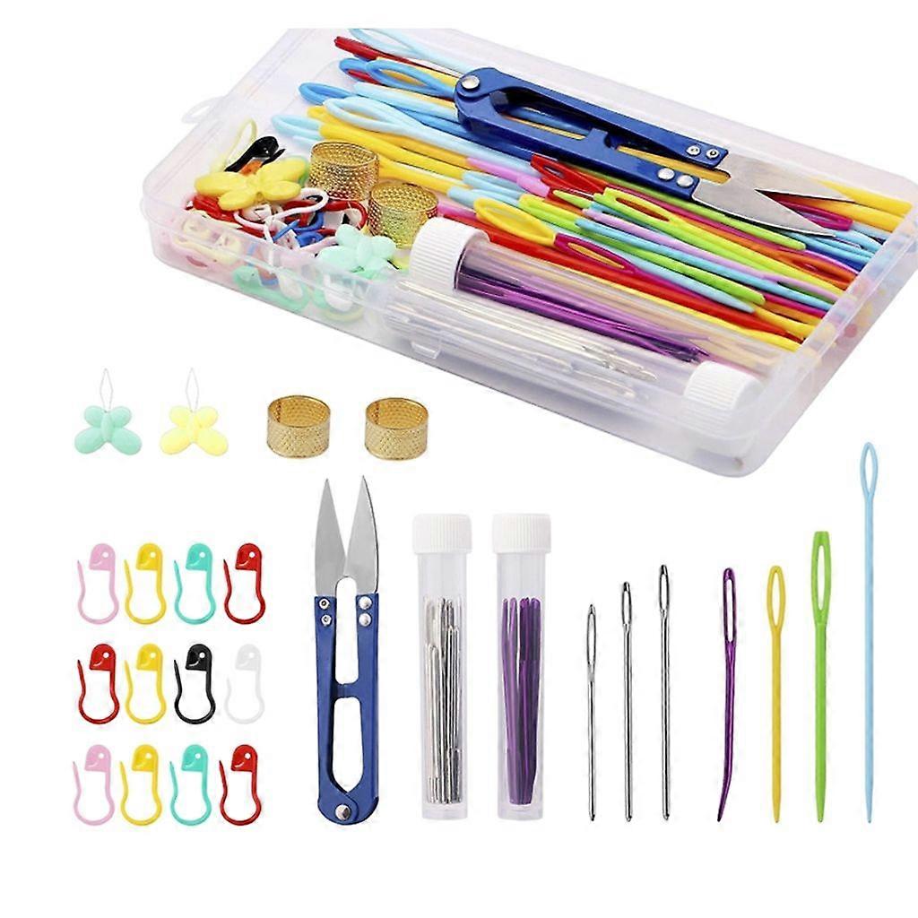 Plastic Needle with Storage Box Sewing Large Eye Needle for Yarn and Craft Tool