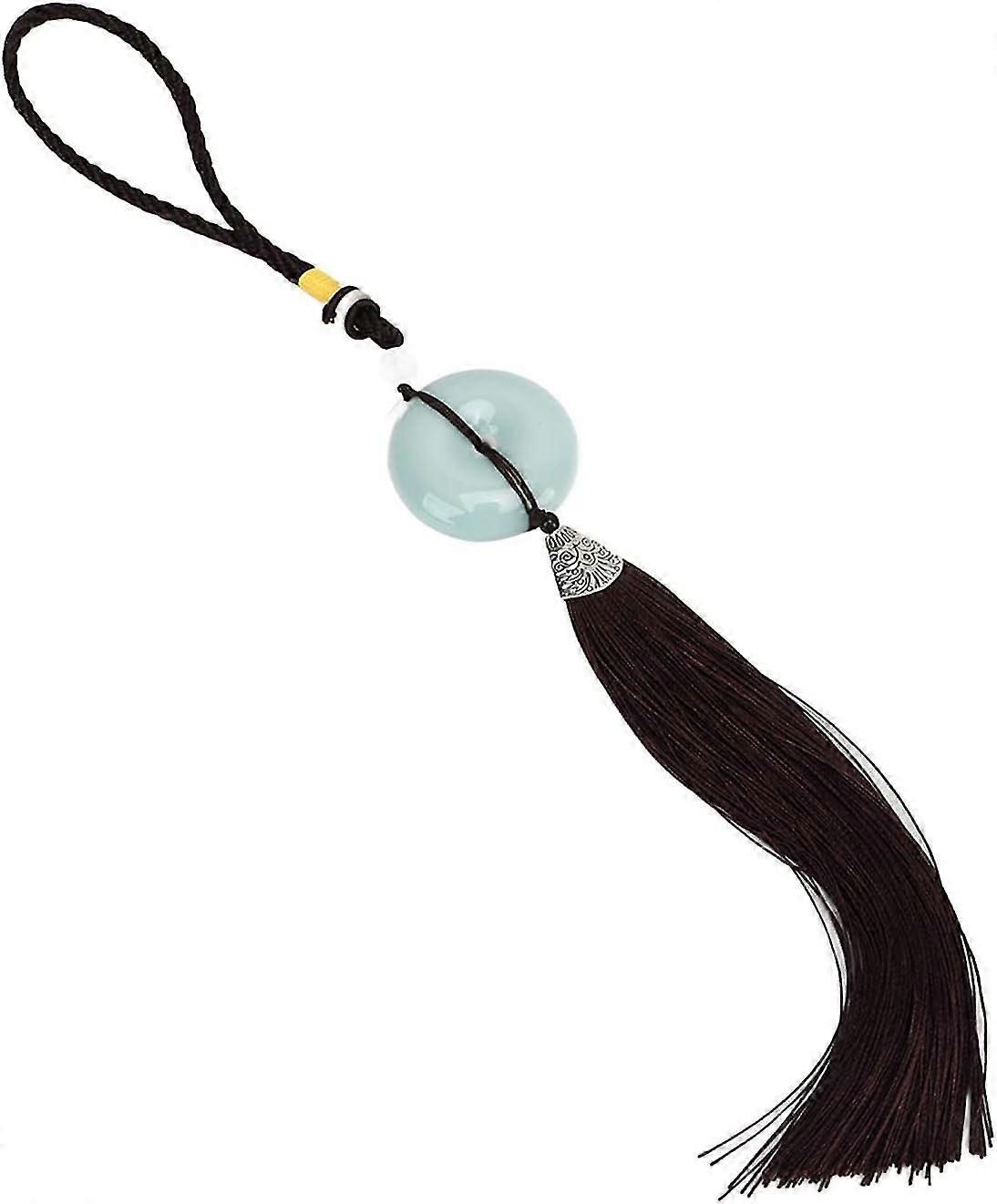 Keychain Tassel, Tassel Pendant Round Porcelain Light Weight Eye Catching Elegant for Wallet (SY-GL-
