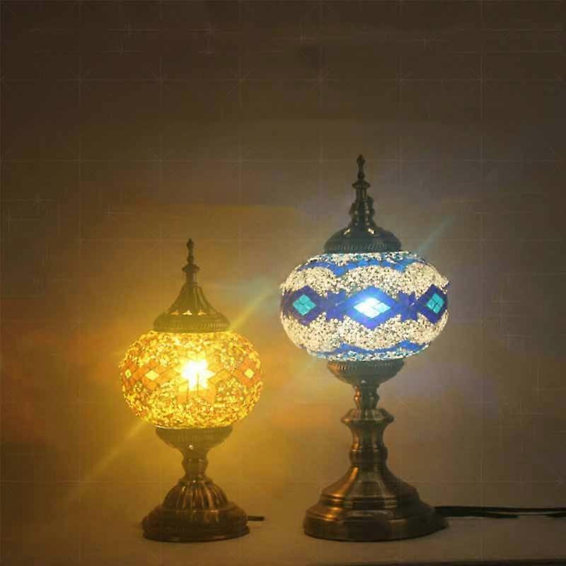 Bedroom Study Romantic Style Mosaic Decorative Table Lamp US Plug