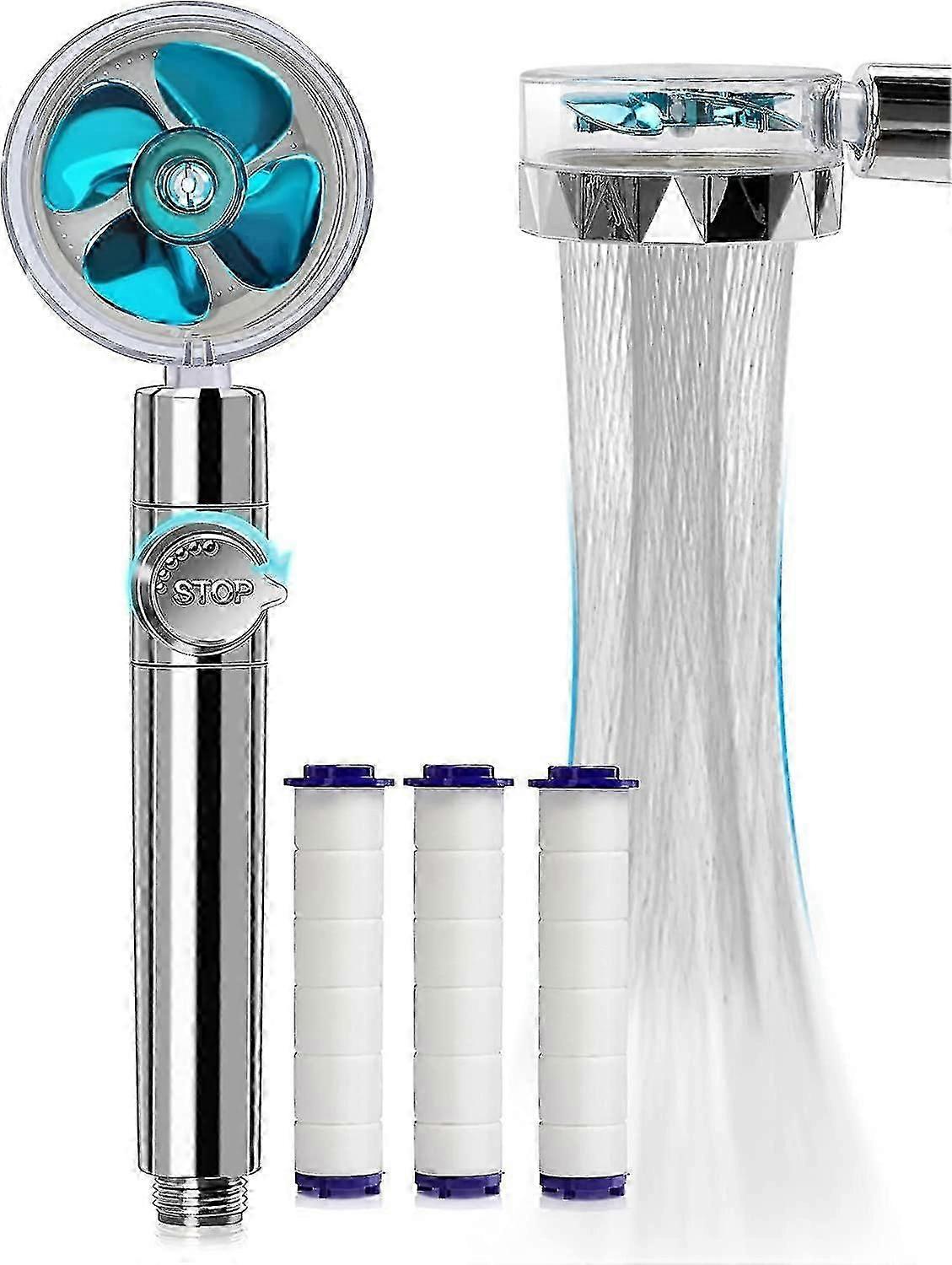 Handheld Turbo Shower Head Jet Shower Head Kit With 3 Filter Cartridges