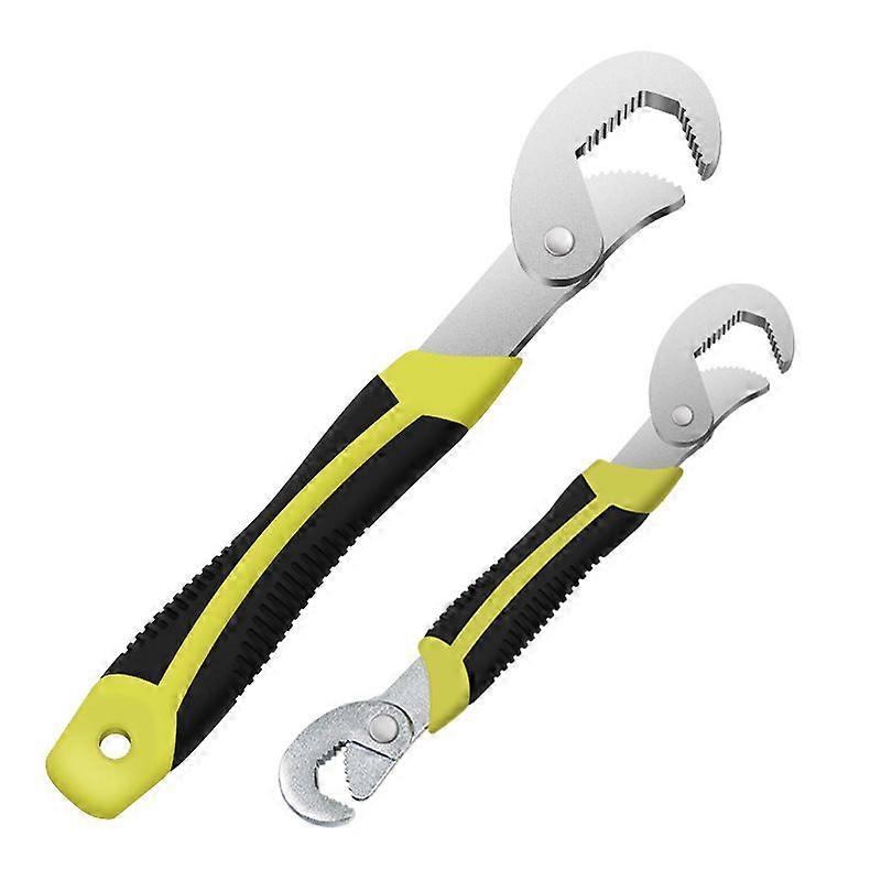 Multifunctional movable wrench can open large and small holes, yellow handle set (three-sided teeth)