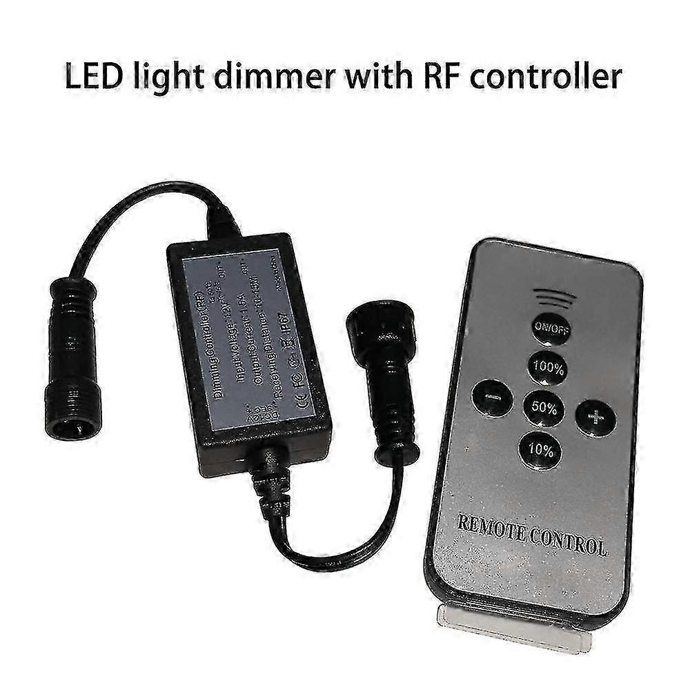 LED Light Dimmer, SMY Deck Light Dimmer with RF Wireless Remote Control, Waterproof IP67 for LED Light Dimming with Black Extension Cable DC Male Fema