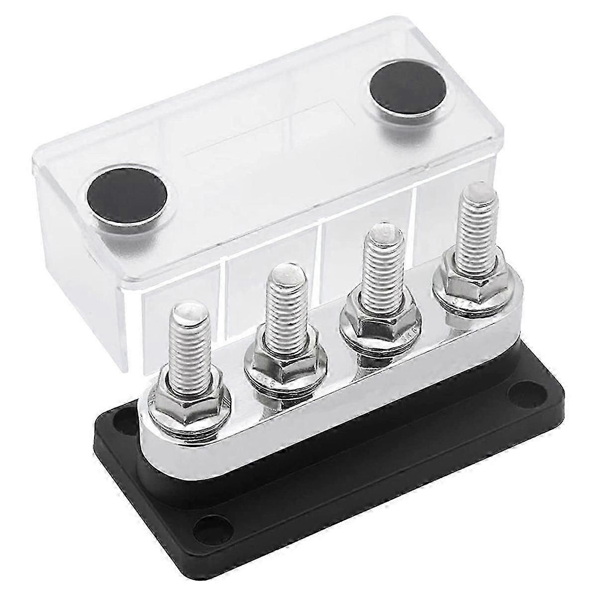 600A Barre omnibus 4 goujons (3/8 pouce) M10 Bloc de jonction de barre omnibus en cuivre à courant élevé Marine DC 12V 24V 48V