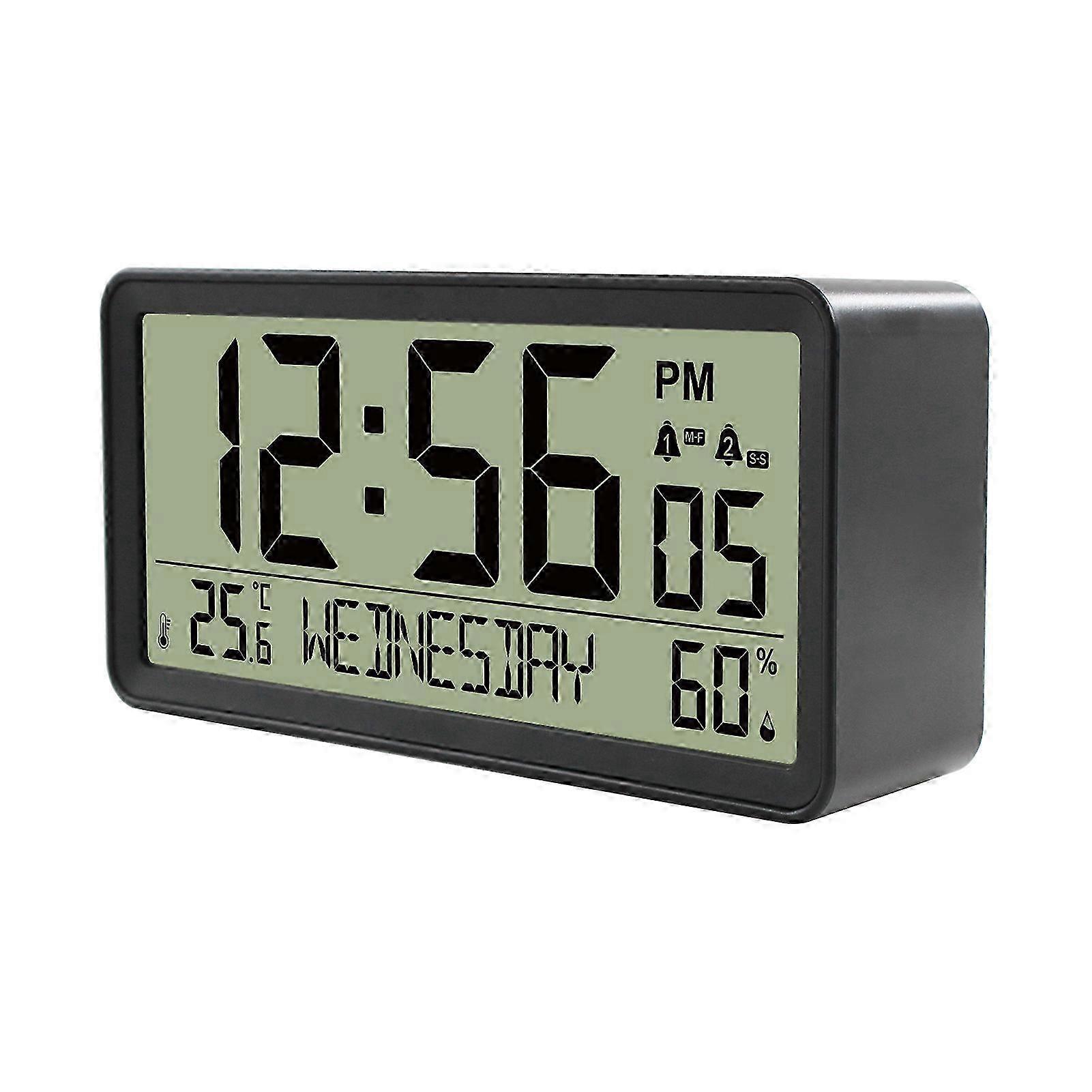 Digital Alarm Clock with Temperature Humidity Date, Battery Operated, Backlight Snooze for Bedroom