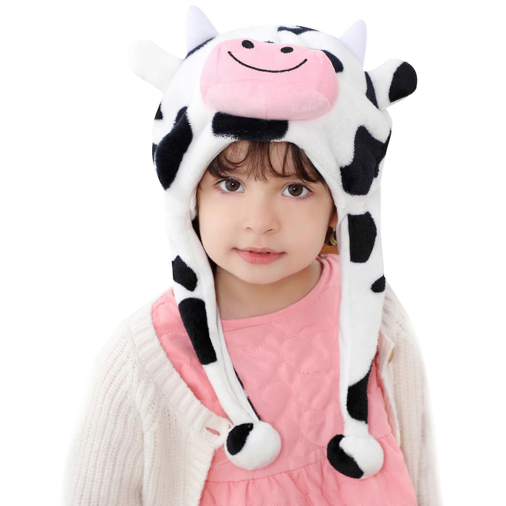 Plush Funny Animal Hat with Ear Flaps for Kids and Teens, Cozy Winter Cap for Halloween Parties, Warm Soft Fabric