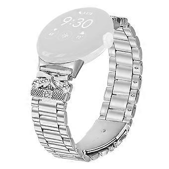Für Google Pixel Watch 2/Uhr Ersatz Armband Schmetterling Strass Dekor Silber Edelstahl 