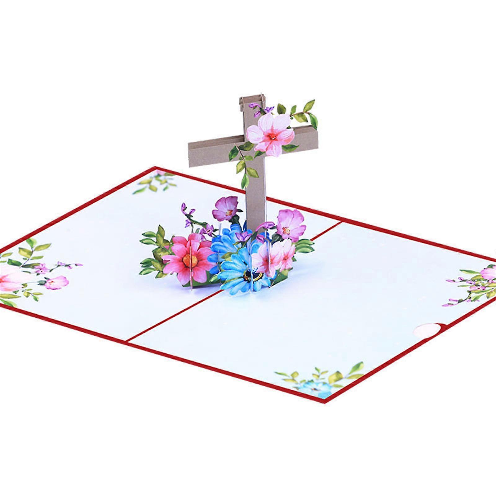 Religious Crosses Easters Card,3D Popup Easters Card,Religious Sympancy Card,Condolence Card with Message Note Envelope