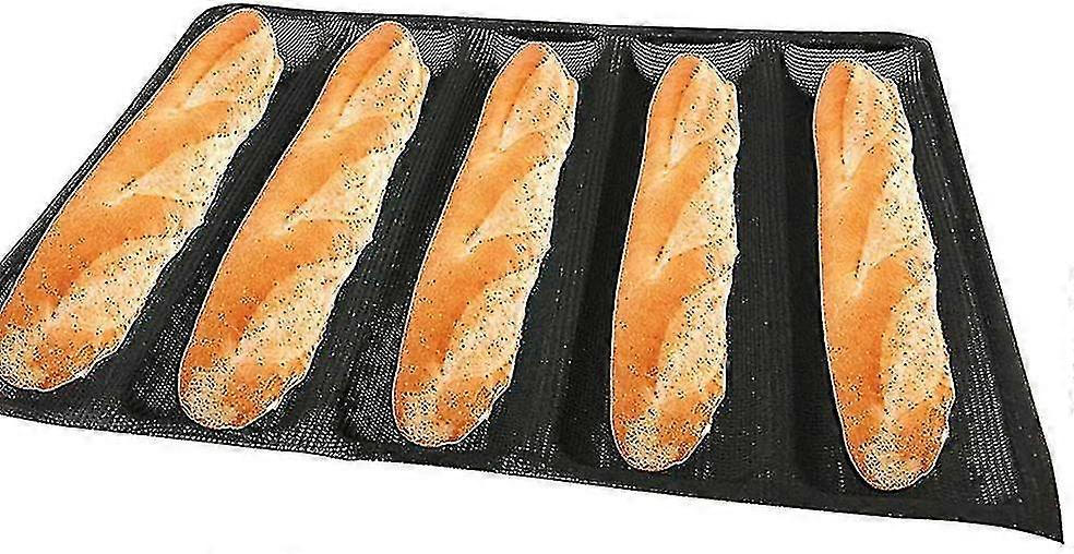 フレンチノンスティックシリコンバゲットベーキングトレイ - 5つのバゲットを収納(再利用可能)