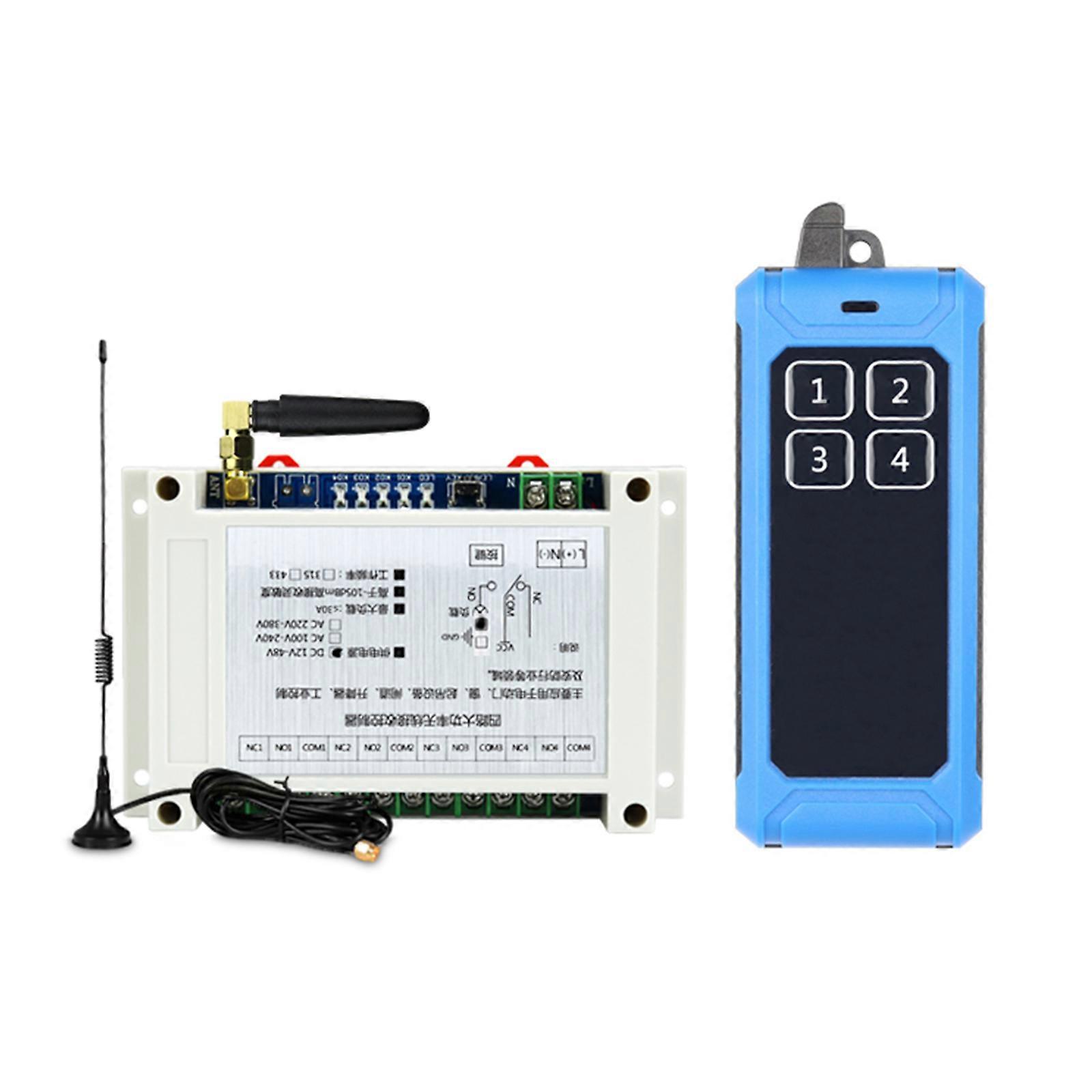 315Mhz/RF433Mhz Wireless Remote Control Switch DC 85V-380V Relay 4CH Receiver Controller and 4Button Transmitter