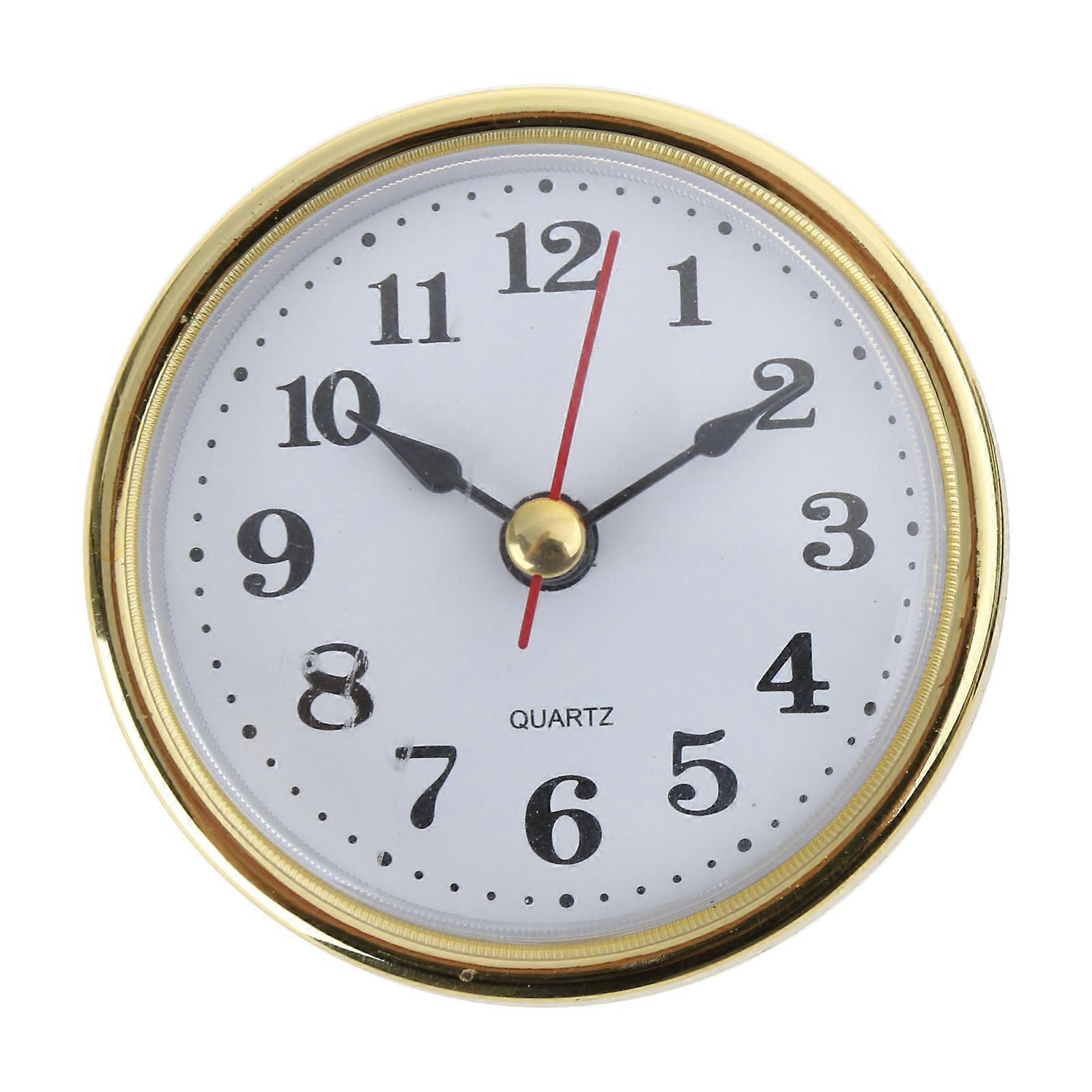 Mini Clock Insert  White Face Golden/Silver Tone Arabic Numerals Movement 65mm  Gold