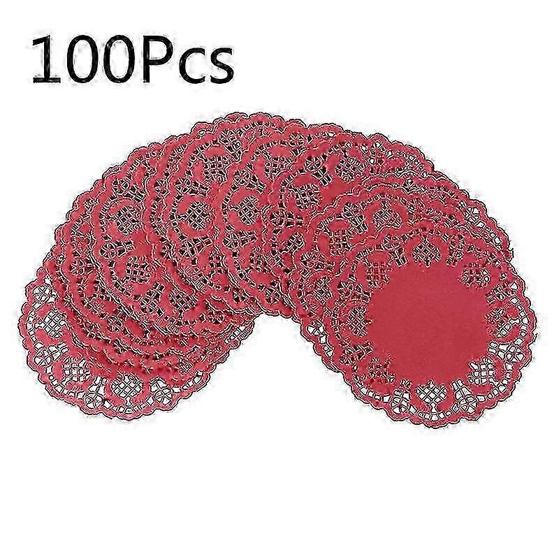 結婚式のパーティーのテーブルの装飾のためのカラフルなレースの紙コースター - 赤