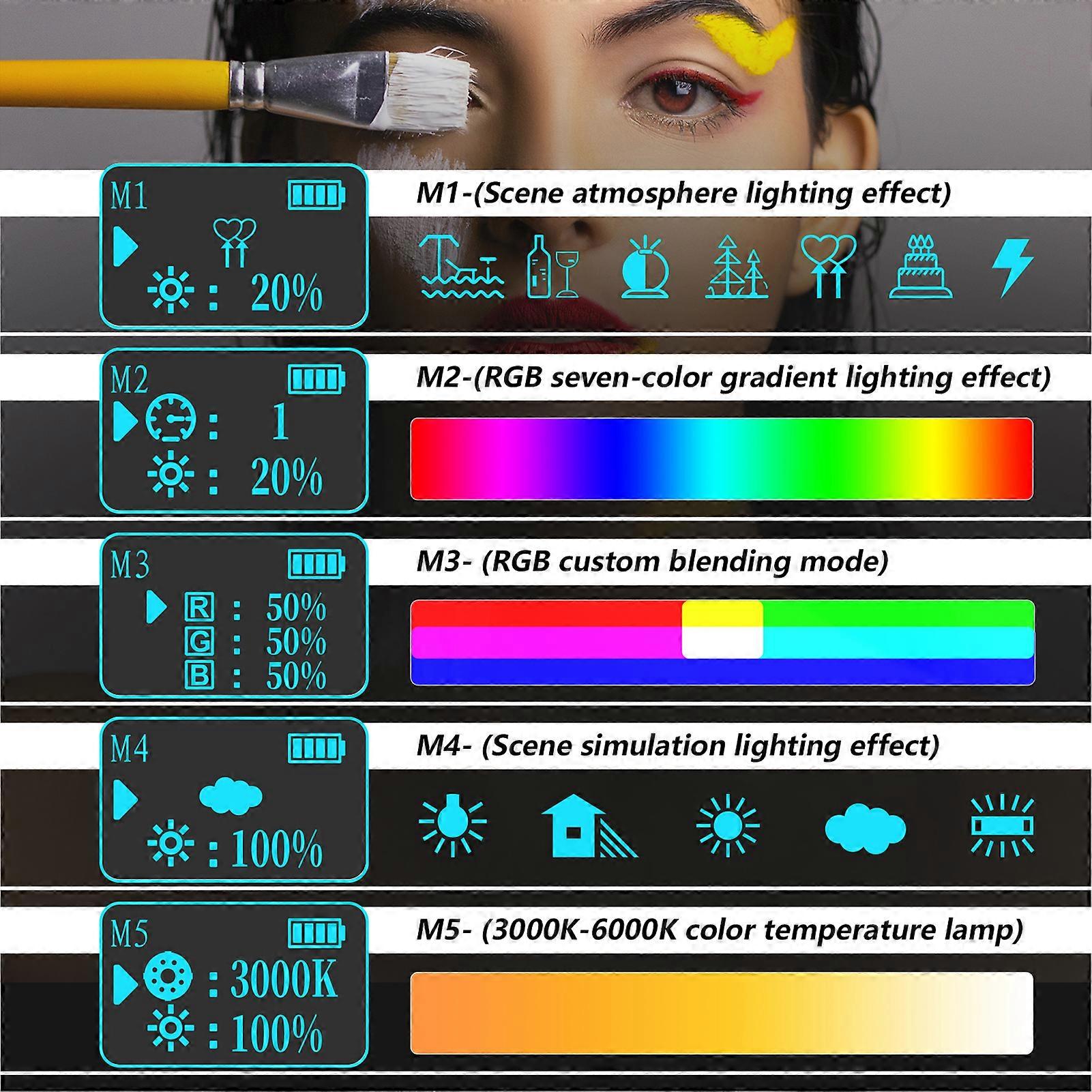 Portable Handheld RGB Tube Light LED Light Wand IPX8 30M Waterproof 3000K-6000K Dimmable 5 Lighting Modes Built-in Battery with Remote Control Carry
