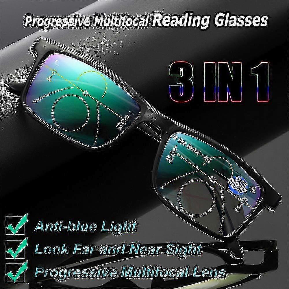 Blue Light Blocking Progressive Bifocal Reading Glasses for Presbyopia