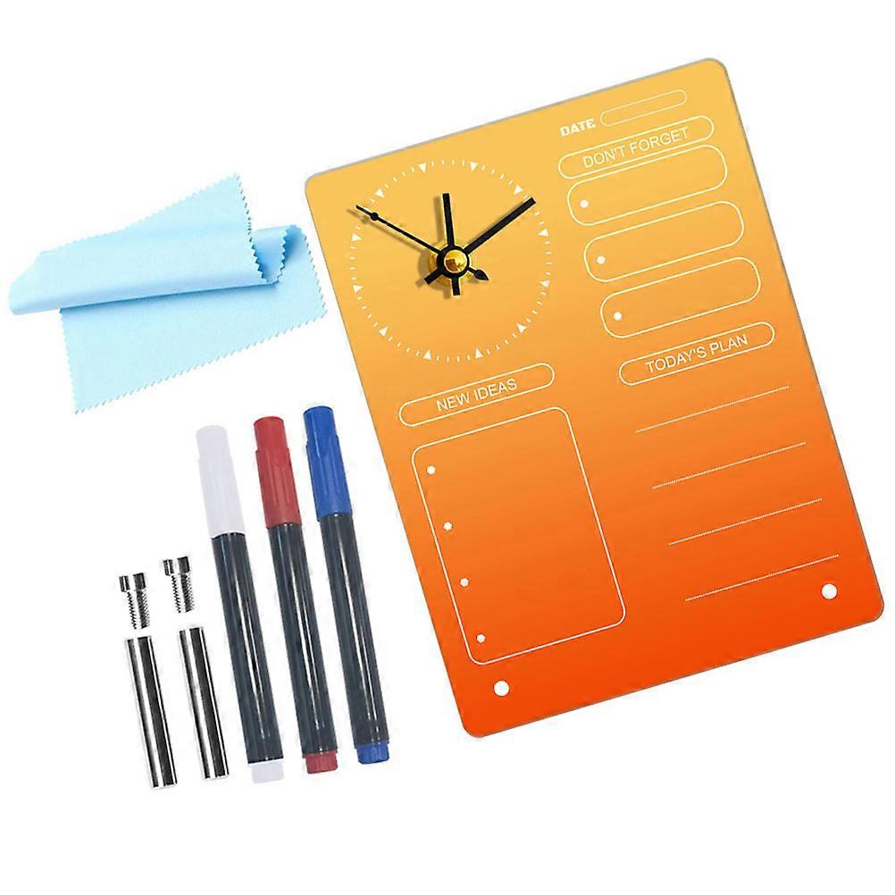 Compact Acrylic Dry Erase Planner Board with Clock – Desktop Memo & Schedule Organizer for Home, Office, and School Task Management