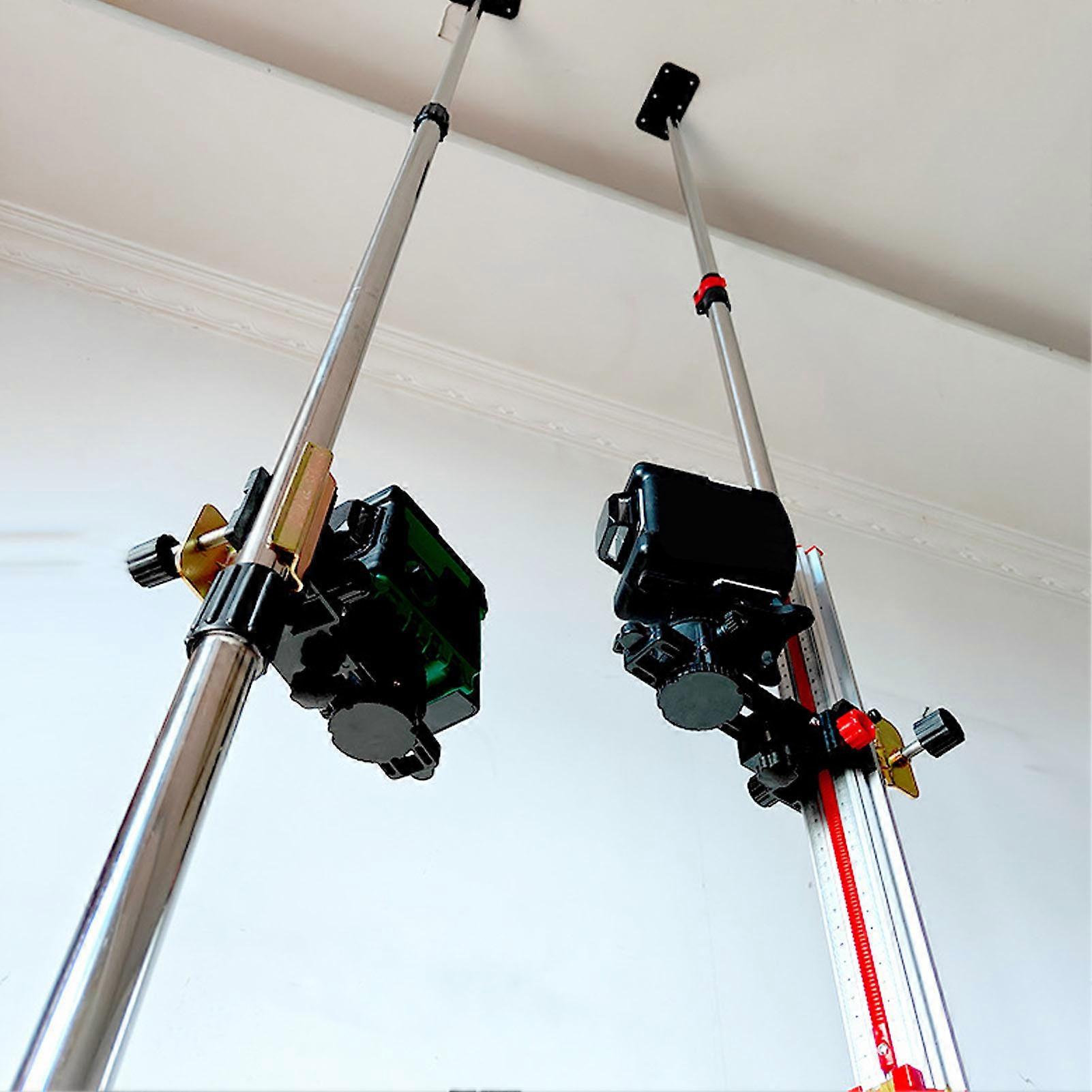 9.84FT Level Telescopic Pole Extendable Stainless Steel Laser Leveler Mounting Pole with Stabilizer and Top Plate 
