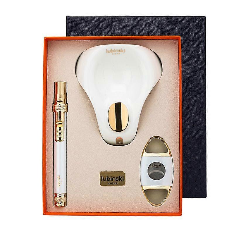 Rubinski Cigar Outils Costume Direct Punch Briquet Double Lame Ciseaux Cendrier En Céramique Combinaison Portable Boîte-cadeau
