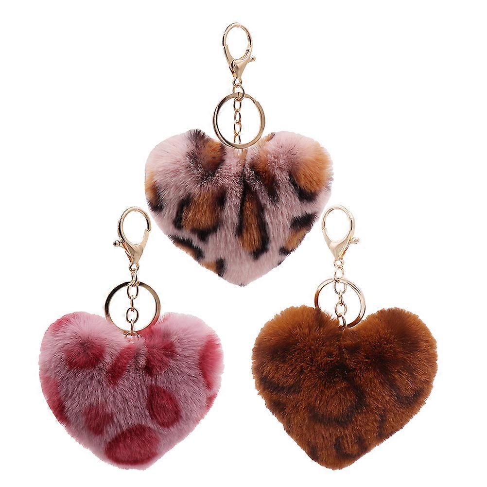 3 Pcs Heart Shape Key Pendants with Hanging Key Rings Random Color